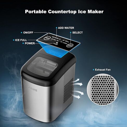 Galanz Portable Countertop Electric Ice Maker Machine, 26 lbs in 24 Hours, 9 Bullet Shaped Cubes Ready in 9 Minutes, 2 Ice Sizes, Perfect for Parties & Home Bar, 2.1 L, Retro Red in Kuwait