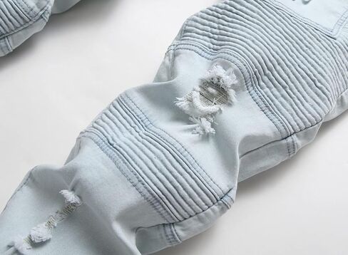 YUZIBAO Mens Ripped Slim fit Moto Biker Jeans Skinny Distressed Hip Hop Stretchy Jeans Holes in Kuwait