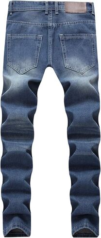 Andongnywell Men's Slim Fit Black Stretch Destroyed Denim Pants Skinny Fit Stretchy Distressed Jeans Ripped Trousers in Kuwait