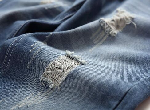 Andongnywell Men's Slim Fit Black Stretch Destroyed Denim Pants Skinny Fit Stretchy Distressed Jeans Ripped Trousers in Kuwait