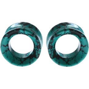 Ear gauges Hollow Organic Stone Teal Howlite Flesh Tunnel Eyelet Plugs SoScene in Saudi Arabia