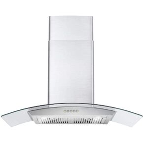COSMO COS-668WRC90 Wall Mount Range Hood with Ducted Exhaust Vent, 3 Speed Fan, Push Button Controls, LED Lighting, Permanent Filters in Stainless Steel, 36 inches in Saudi Arabia