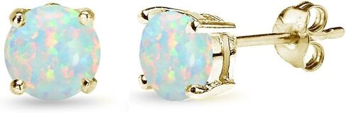 Sterling Silver 6mm Round Synthetic Opal Stud Earrings for Women Girls in Kuwait