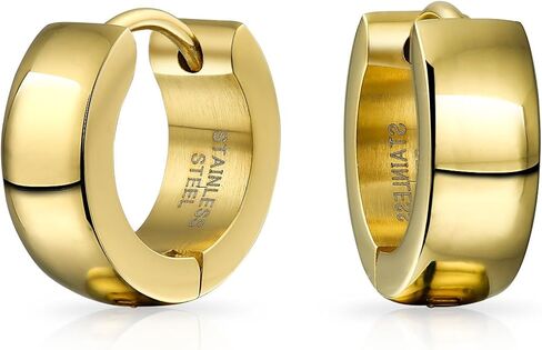 Black Silver Rose Gold Tone Plated Simple Plain Kpop Huggie Hoop Earrings For Men For Women For Teen Stainless Steel in Saudi Arabia
