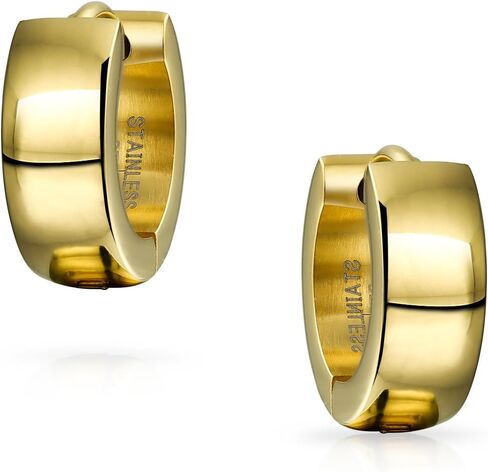 Black Silver Rose Gold Tone Plated Simple Plain Kpop Huggie Hoop Earrings For Men For Women For Teen Stainless Steel in Saudi Arabia