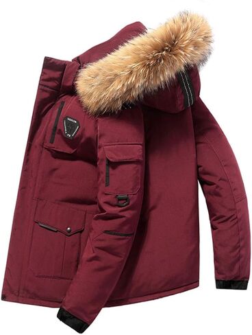 HZCX FASHION Men's Thick Outdoor Down Coats Couples Winter Parka with Fur Hood in Saudi Arabia