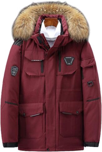 HZCX FASHION Men's Thick Outdoor Down Coats Couples Winter Parka with Fur Hood in Saudi Arabia