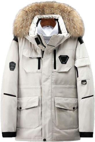 HZCX FASHION Men's Thick Outdoor Down Coats Couples Winter Parka with Fur Hood in Saudi Arabia