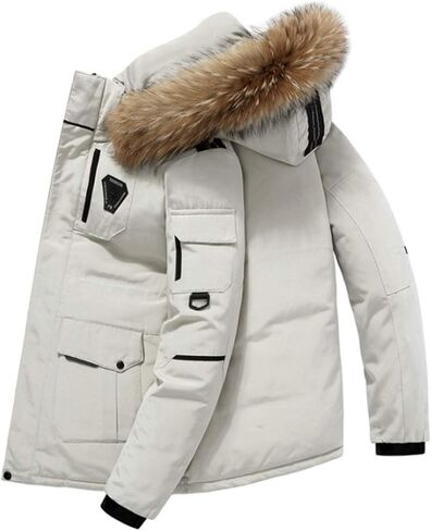 HZCX FASHION Men's Thick Outdoor Down Coats Couples Winter Parka with Fur Hood in Saudi Arabia