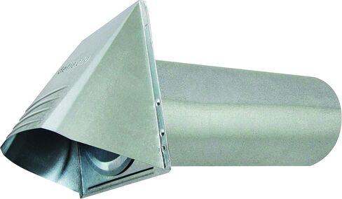 Deflecto Dryer Vent, Wide Mouth Galvanized Vent Hood with Pipe, Silver, 4" (GVH4NR) , GRAY in Saudi Arabia