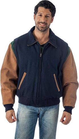 REED Men's Premium Quality Leather Letterman Varsity Jacket Made in USA in Kuwait