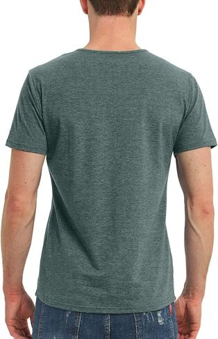 تي شيرت NITAGUT رجالي كاجوال بمقاس نحيف بأكمام طويلة/قصيرة وجيب على شكل حرف V ورقبة على شكل حرف V in Kuwait