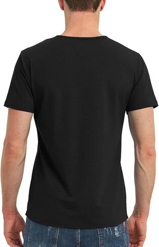 تي شيرت NITAGUT رجالي كاجوال بمقاس نحيف بأكمام طويلة/قصيرة وجيب على شكل حرف V ورقبة على شكل حرف V in Kuwait