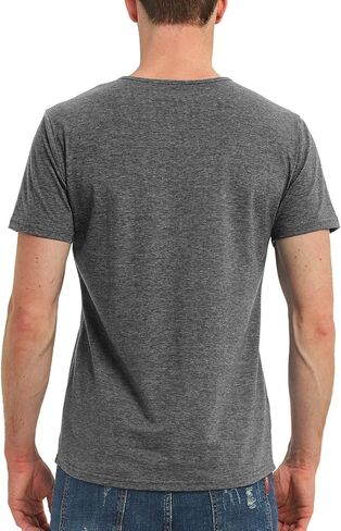 تي شيرت NITAGUT رجالي كاجوال بمقاس نحيف بأكمام طويلة/قصيرة وجيب على شكل حرف V ورقبة على شكل حرف V in Kuwait