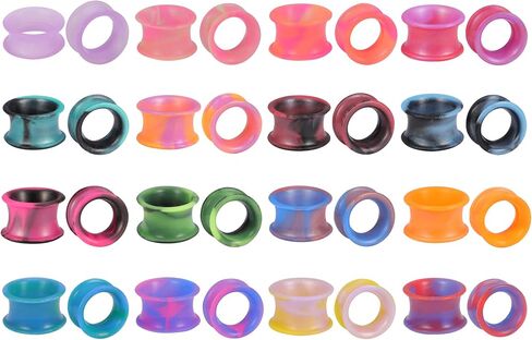 ZS 16 Pairs سدادات الأذن الأنفاق سيليكون مرنة رقيقة Guages ​​أقراط مزدوجة متوهج المتوسع مقاييس الأذن ثقب in Kuwait