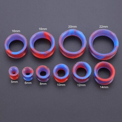 ZS 16 Pairs سدادات الأذن الأنفاق سيليكون مرنة رقيقة Guages ​​أقراط مزدوجة متوهج المتوسع مقاييس الأذن ثقب in Kuwait