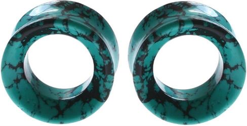 Ear gauges Hollow Organic Stone Teal Howlite Flesh Tunnel Eyelet Plugs SoScene in Saudi Arabia