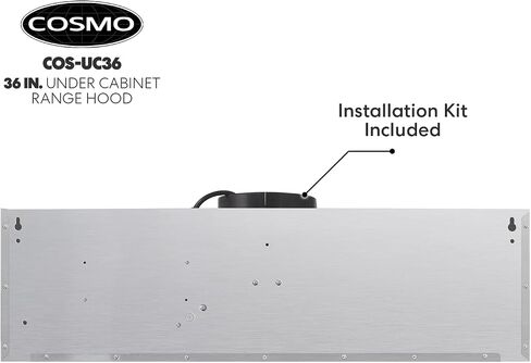 COSMO UC36 36 بوصة. شفاط المطبخ تحت الخزانة، فتحة تهوية للمطبخ فوق الموقد، مروحة 3 سرعات، مرشحات دائمة، مصابيح LED من الفولاذ المقاوم للصدأ in Kuwait