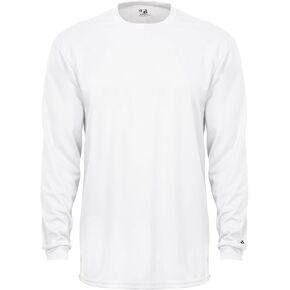 Badger Sportswear Men's B-Dry Long Sleeve Tee, White, Large in Kuwait
