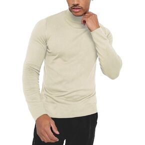 Men Regular Fit Basic Lightweight Long Sleeve Pullover Top Mock Turtleneck T-Shirt