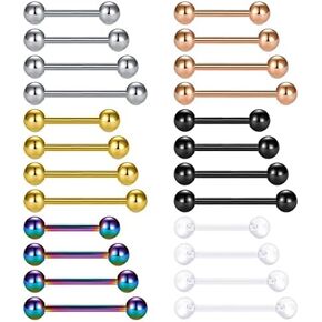 Mayhoop 14G Stainless Steel Nipple Rings Tongue Rings Straight Barbell Bars Piercing 12mm 14mm 16mm 18mm in Length for Women Men in Saudi Arabia
