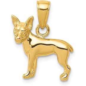 Solid 14k Yellow Gold Chihuahua Dog Pendant Charm - 18mm x 16mm in Saudi Arabia