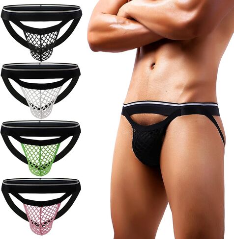 Arjen Kroos Men Sexy Mesh Jockstrap Low Rise Underwear Jock Strap in Kuwait