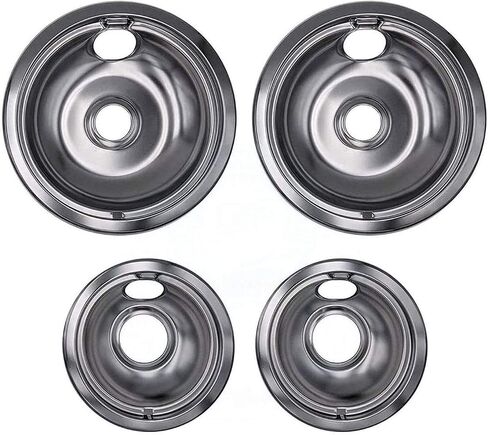 UPGRADED Lifetime Appliance Ultra Durable W10196405, W10196406 Chrome Drip Pans Replacement Compatible with Whirlpool W10278125-2 x Small 6" + 2 x Large 8" Drip Pans in Saudi Arabia