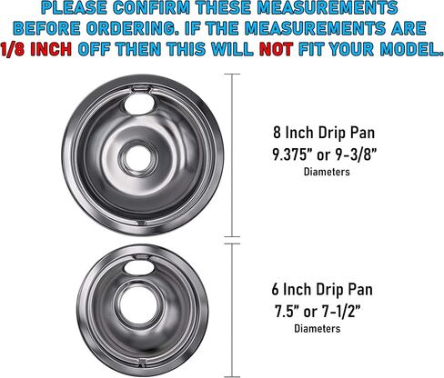 UPGRADED Lifetime Appliance Ultra Durable W10196405, W10196406 Chrome Drip Pans Replacement Compatible with Whirlpool W10278125-2 x Small 6" + 2 x Large 8" Drip Pans in Saudi Arabia