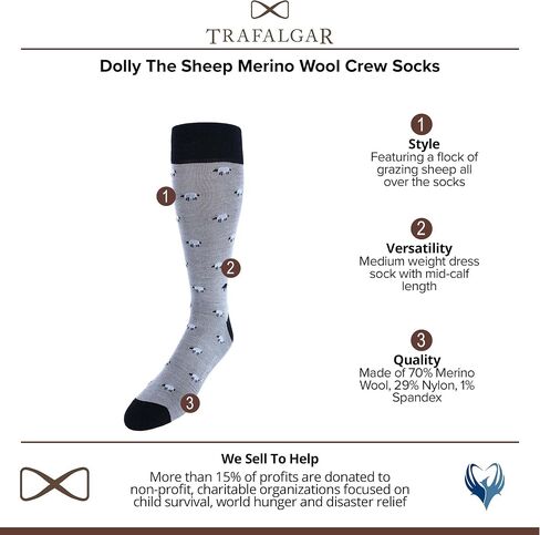 Trafalgar Men's Dolly The Sheep Merino Wool Mid-Calf Socks in Saudi Arabia