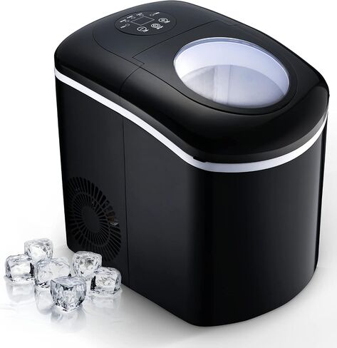 TRUSTECH Ice Maker - 9 Cubes Ready in 6 Mins, 26Lbs/24H Portable Ice Maker Countertop, Self-Cleaning Function Ice Maker Machine, Nugget Ice Maker for Home, Kitchen, Office & Bar (Black) in Saudi Arabia