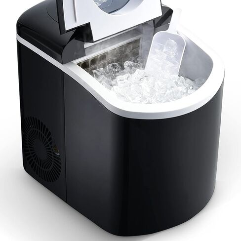 TRUSTECH Ice Maker - 9 Cubes Ready in 6 Mins, 26Lbs/24H Portable Ice Maker Countertop, Self-Cleaning Function Ice Maker Machine, Nugget Ice Maker for Home, Kitchen, Office & Bar (Black) in Saudi Arabia
