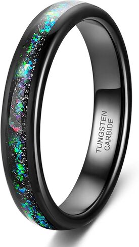 TIGRADE 4MM 8MM Tungsten Wedding Band Multi-Colors Opal Inlay Wedding Ring for Women Men Comfort Fit Size 7-13 in Saudi Arabia
