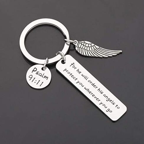 CHOORO Bible Verse Keychain for He Will Order His Angels to Protect You Wherever You Go Religious Jewelry Christian Gift in Saudi Arabia