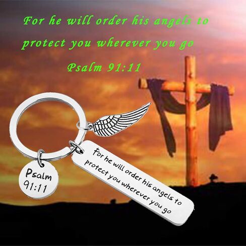 CHOORO Bible Verse Keychain for He Will Order His Angels to Protect You Wherever You Go Religious Jewelry Christian Gift in Saudi Arabia