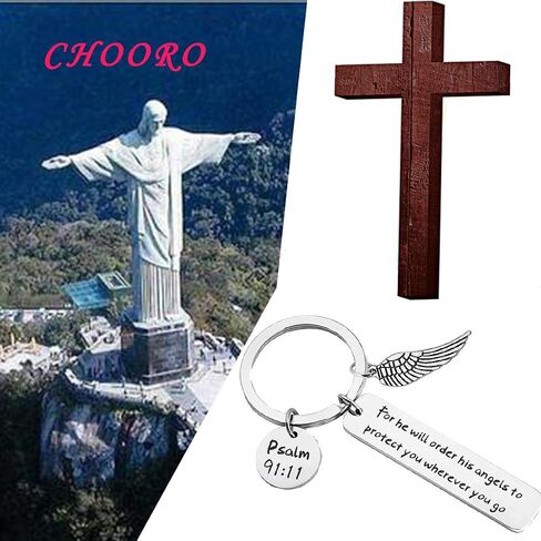 CHOORO Bible Verse Keychain for He Will Order His Angels to Protect You Wherever You Go Religious Jewelry Christian Gift in Saudi Arabia