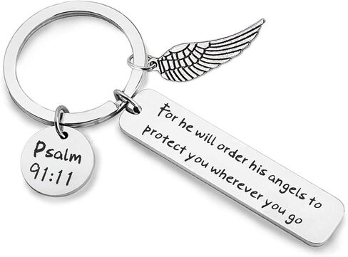 CHOORO Bible Verse Keychain for He Will Order His Angels to Protect You Wherever You Go Religious Jewelry Christian Gift in Saudi Arabia