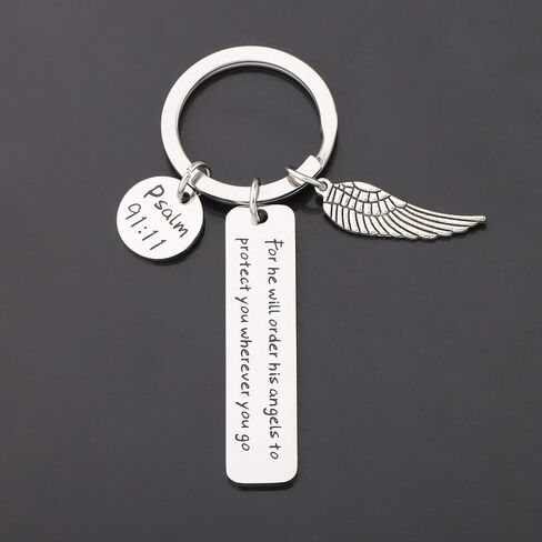 CHOORO Bible Verse Keychain for He Will Order His Angels to Protect You Wherever You Go Religious Jewelry Christian Gift in Saudi Arabia