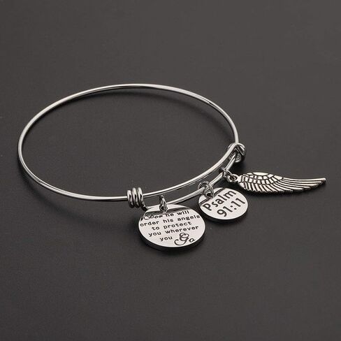 CHOORO Bible Verse Keychain for He Will Order His Angels to Protect You Wherever You Go Religious Jewelry Christian Gift in Saudi Arabia