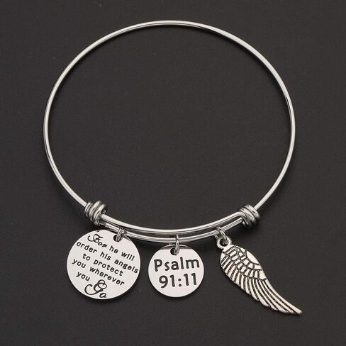 CHOORO Bible Verse Keychain for He Will Order His Angels to Protect You Wherever You Go Religious Jewelry Christian Gift in Saudi Arabia