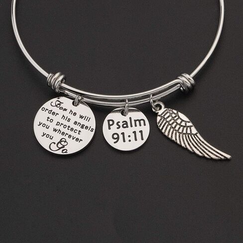 CHOORO Bible Verse Keychain for He Will Order His Angels to Protect You Wherever You Go Religious Jewelry Christian Gift in Saudi Arabia
