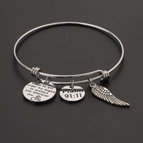 CHOORO Bible Verse Keychain for He Will Order His Angels to Protect You Wherever You Go Religious Jewelry Christian Gift in Saudi Arabia