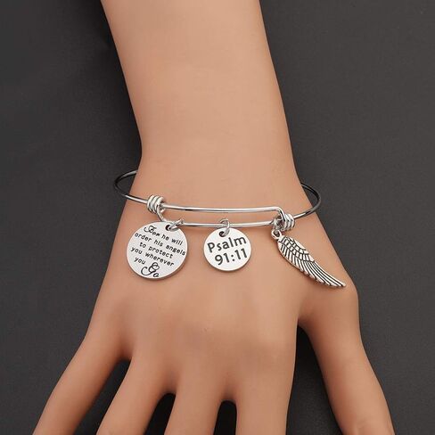 CHOORO Bible Verse Keychain for He Will Order His Angels to Protect You Wherever You Go Religious Jewelry Christian Gift in Saudi Arabia