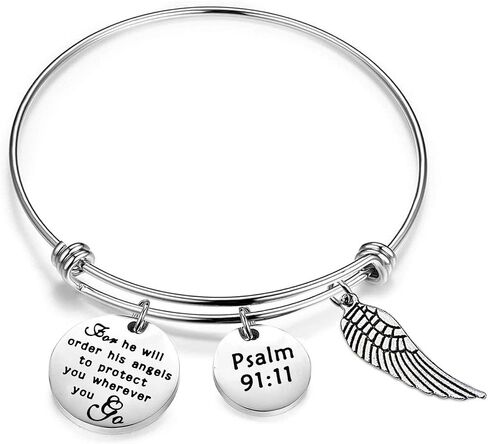 CHOORO Bible Verse Keychain for He Will Order His Angels to Protect You Wherever You Go Religious Jewelry Christian Gift in Saudi Arabia