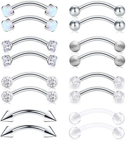 Mayhoop 16G الجراحية الصلب Daith Rook القرط 8 مللي متر 10 مللي متر منحني الحديد الحاجب خواتم ثقب المجوهرات للنساء الرجال in Kuwait