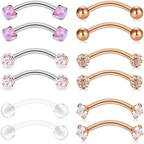 Mayhoop 16G الجراحية الصلب Daith Rook القرط 8 مللي متر 10 مللي متر منحني الحديد الحاجب خواتم ثقب المجوهرات للنساء الرجال in Kuwait