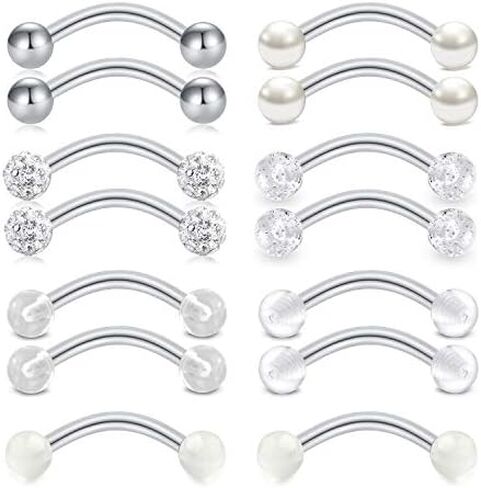Mayhoop 16G الجراحية الصلب Daith Rook القرط 8 مللي متر 10 مللي متر منحني الحديد الحاجب خواتم ثقب المجوهرات للنساء الرجال in Kuwait