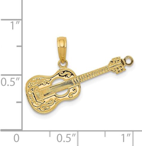 Solid 14k Yellow Gold Men's Guitar Pendant Charm 20mm in Saudi Arabia