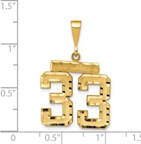 Solid 14k Yellow Gold Medium Diamond-cut Number 33 Charm Pendant in Saudi Arabia