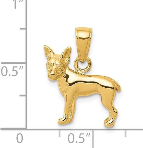 Solid 14k Yellow Gold Chihuahua Dog Pendant Charm - 18mm x 16mm in Saudi Arabia